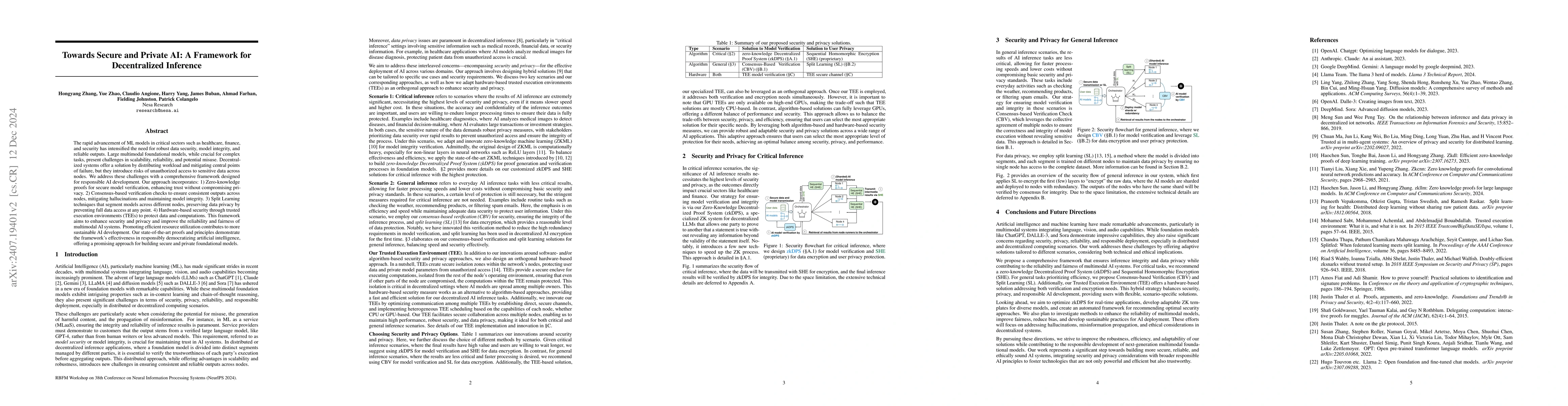 Thumbnail for Complete Security and Privacy for AI Inference in Decentralized Systems