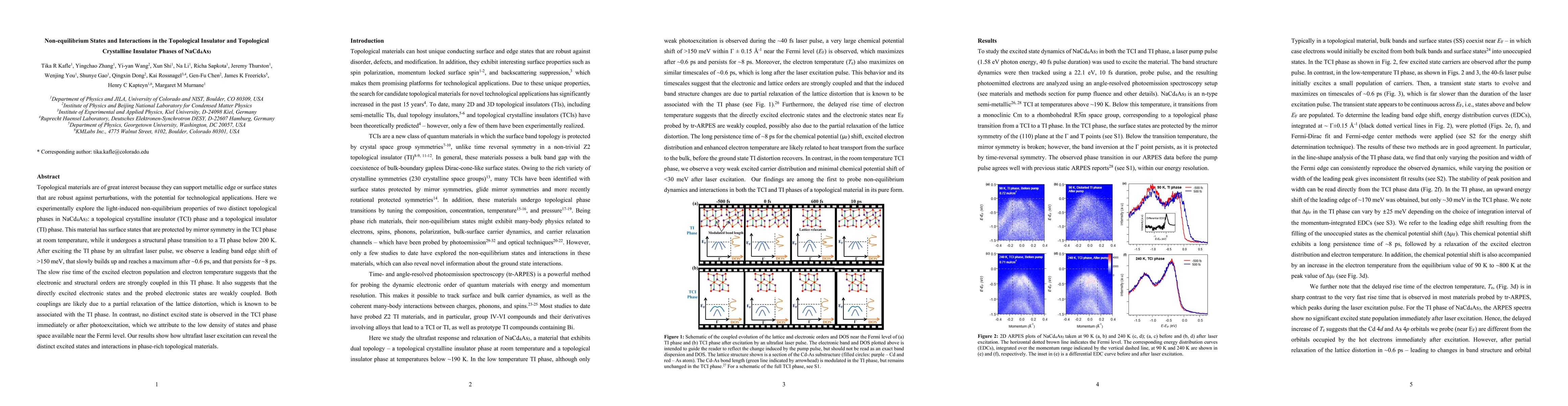 Thumbnail for Non-equilibrium States and Interactions in the Topological Insulator and
  Topological Crystalline Insulator Phases of NaCd4As3
