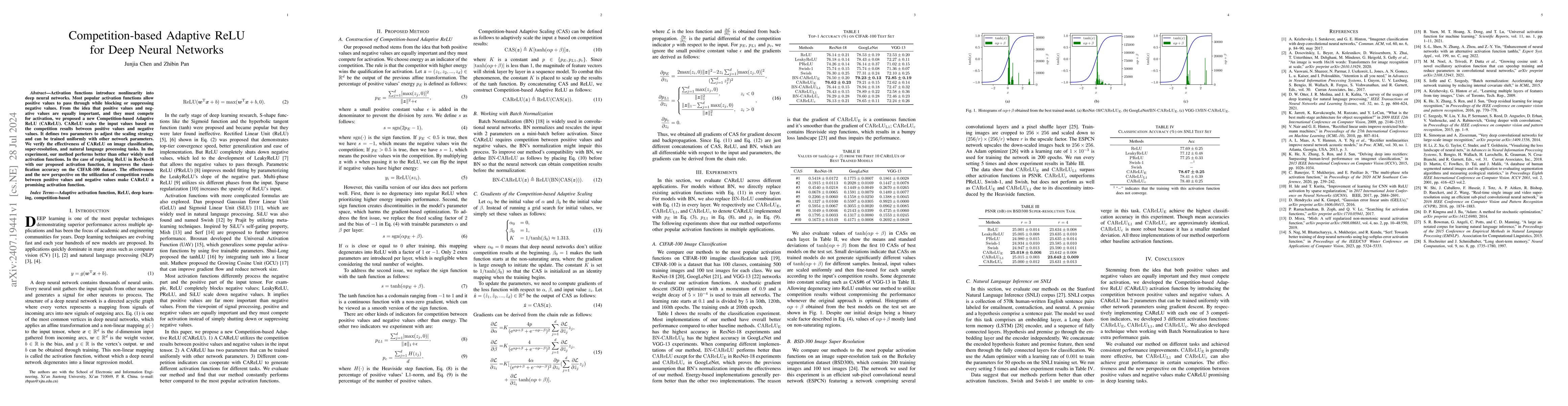 Thumbnail for Competition-based Adaptive ReLU for Deep Neural Networks