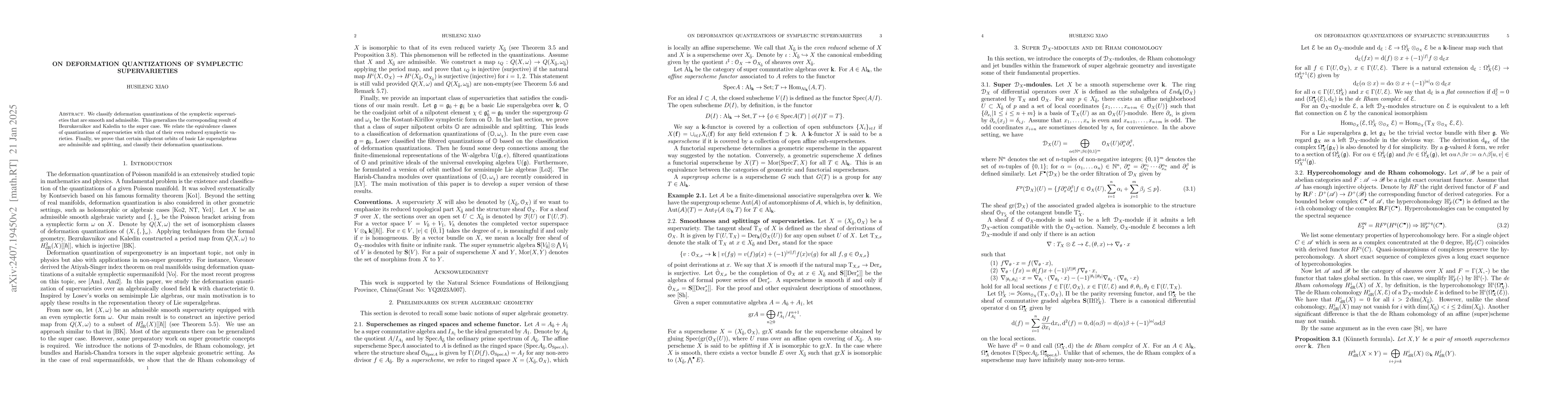 Thumbnail for On deformation quantizations of symplectic supervarieties