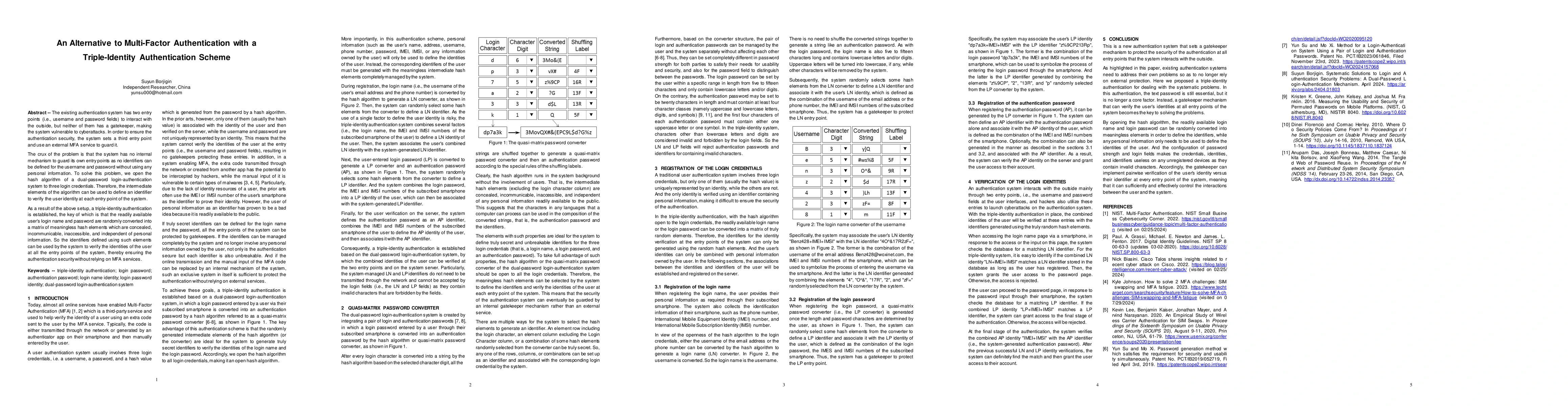 Thumbnail for An Alternative to Multi-Factor Authentication with a Triple-Identity
  Authentication Scheme