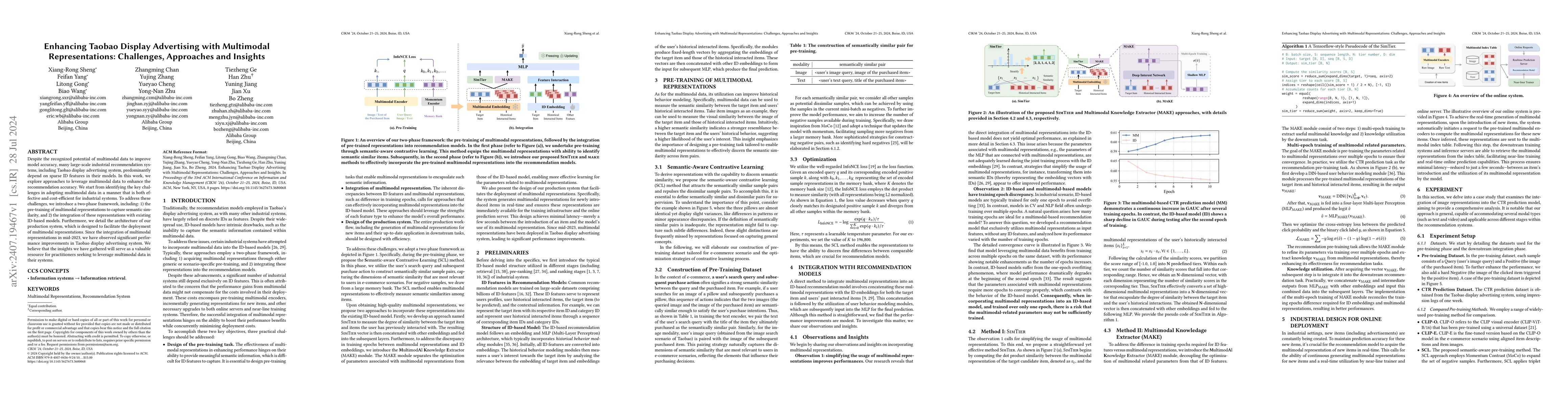 Thumbnail for Enhancing Taobao Display Advertising with Multimodal Representations:
  Challenges, Approaches and Insights
