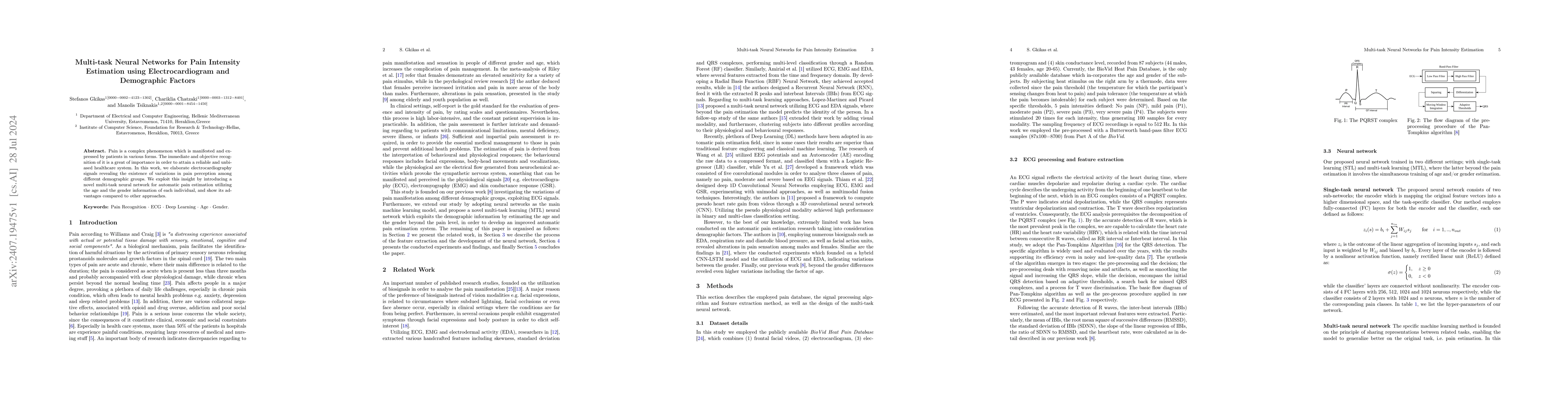 Thumbnail for Multi-task Neural Networks for Pain Intensity Estimation using
  Electrocardiogram and Demographic Factors