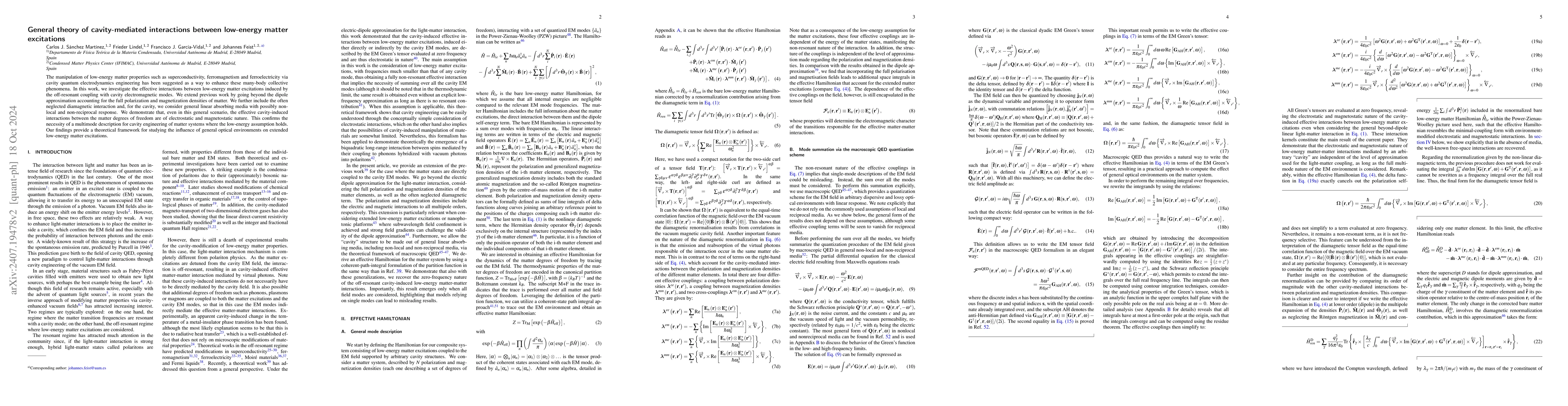 Thumbnail for General theory of cavity-mediated interactions between low-energy matter
  excitations