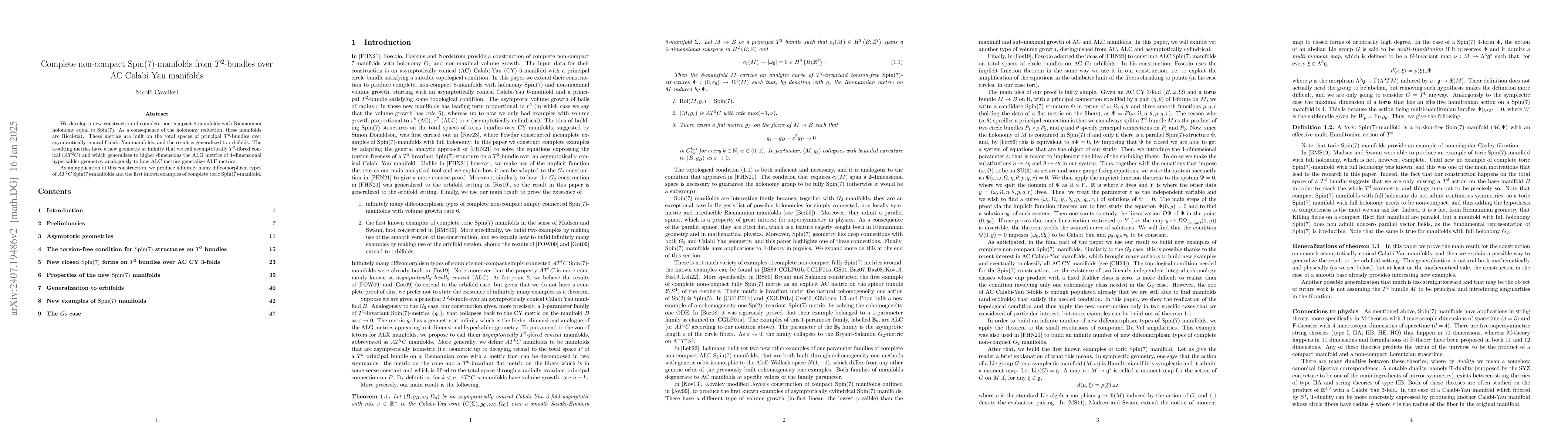 Thumbnail for Complete non-compact $\operatorname{Spin}(7)$-manifolds from
  $T^2$-bundles over AC Calabi Yau manifolds