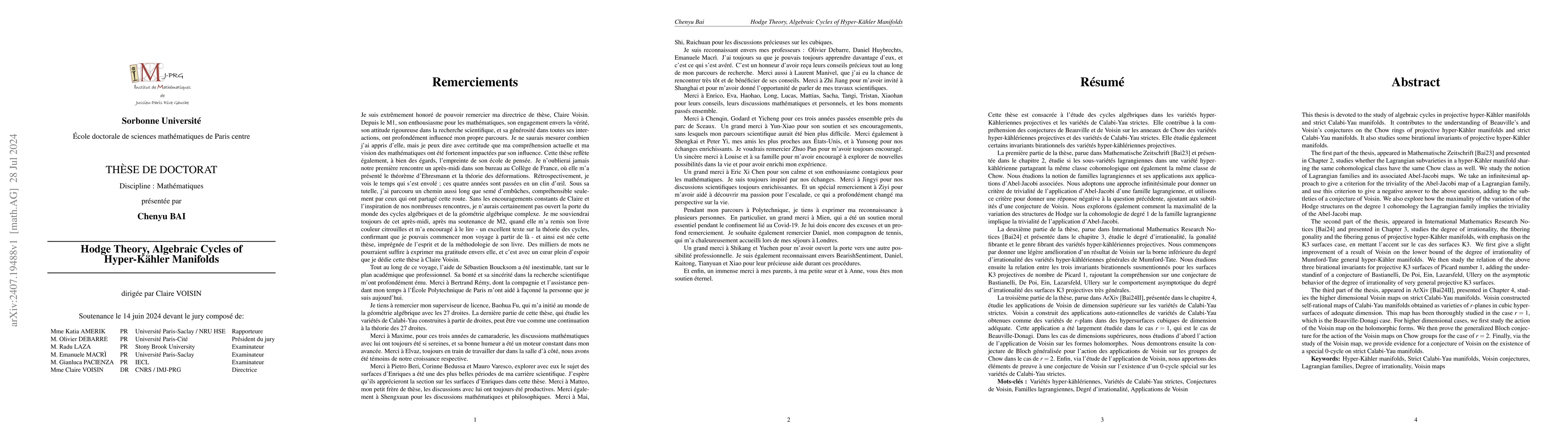 Thumbnail for Hodge theory, algebraic cycles of hyper-KĂ¤hler manifolds