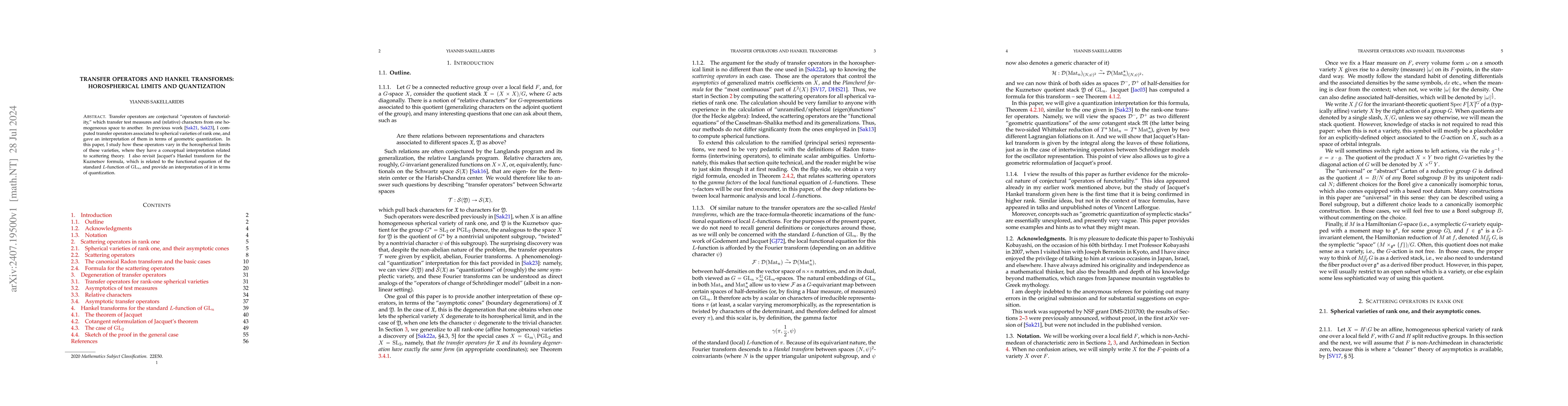 Thumbnail for Transfer operators and Hankel transforms: horospherical limits and
  quantization