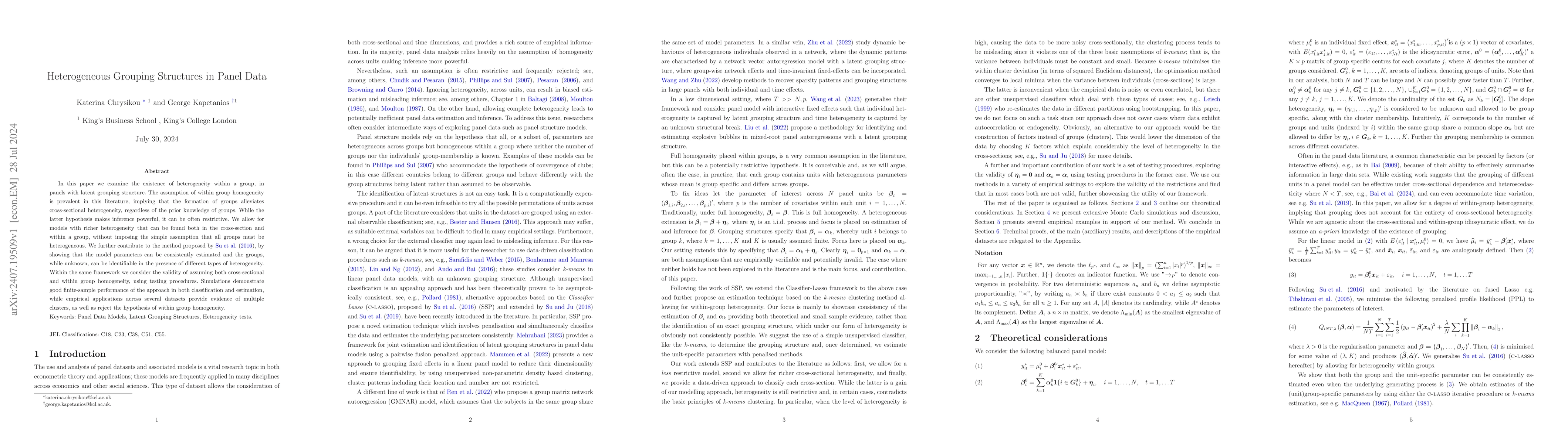 Thumbnail for Heterogeneous Grouping Structures in Panel Data
