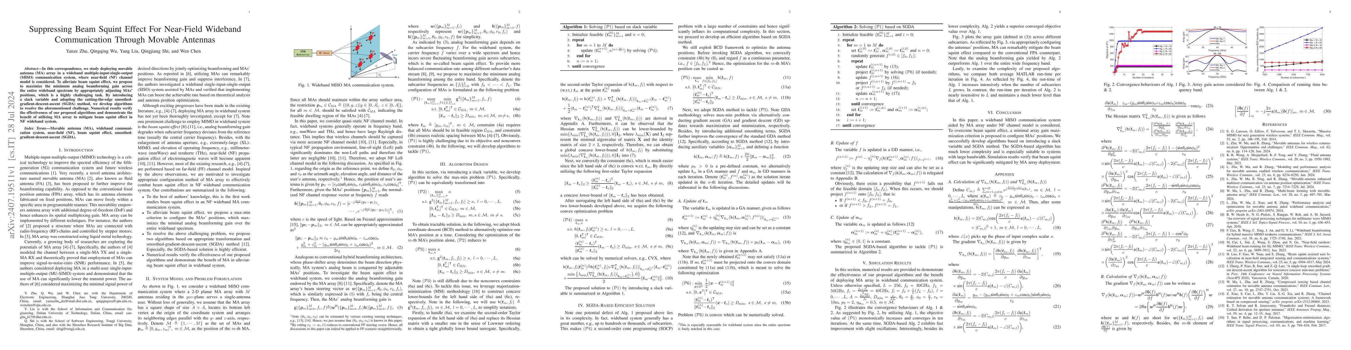 Thumbnail for Suppressing Beam Squint Effect For Near-Field Wideband Communication
  Through Movable Antennas