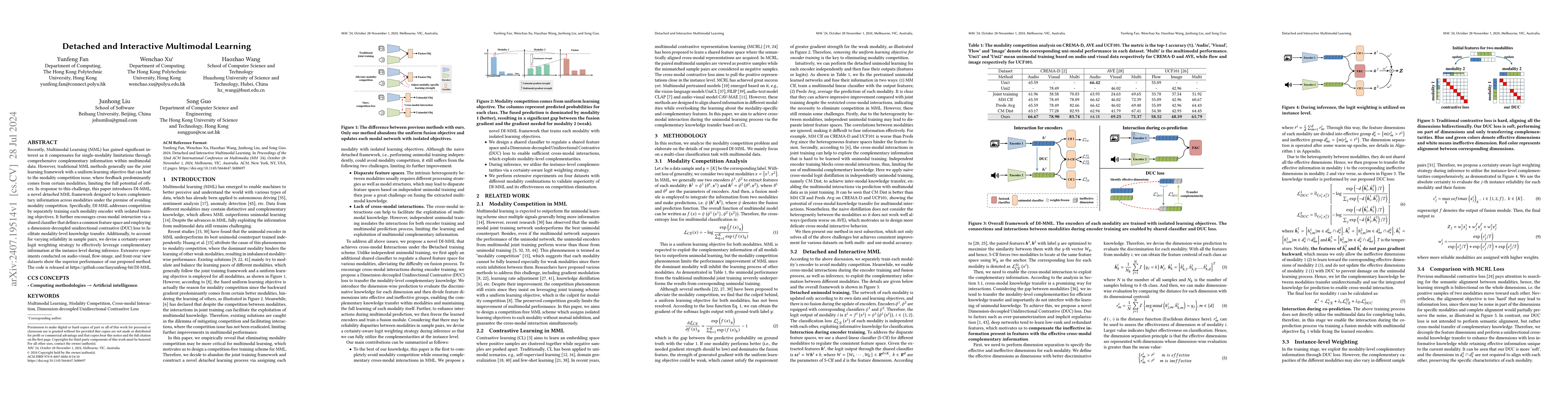 Thumbnail for Detached and Interactive Multimodal Learning