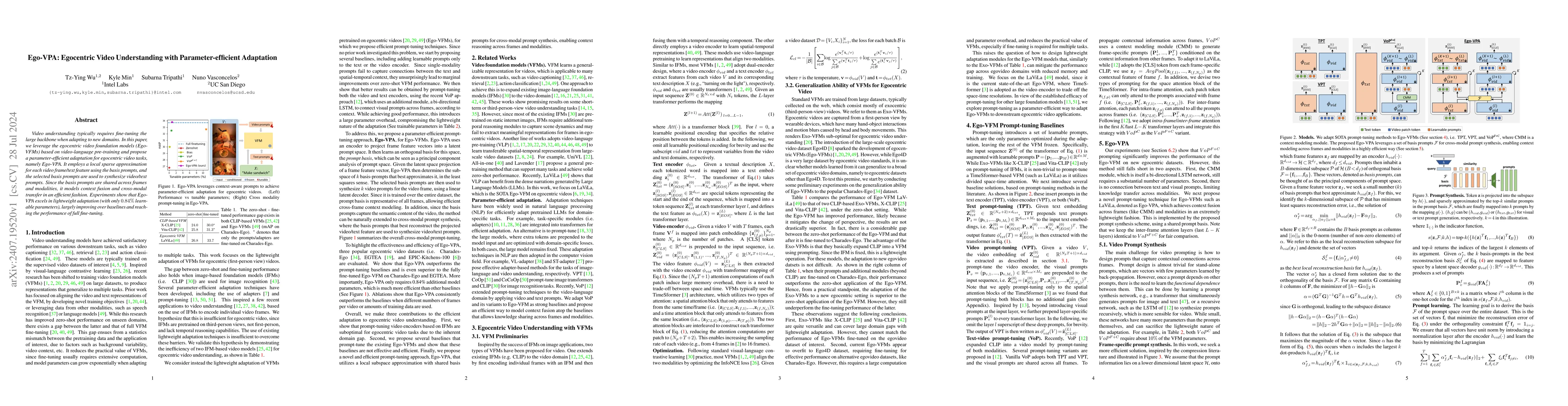 Thumbnail for Ego-VPA: Egocentric Video Understanding with Parameter-efficient
  Adaptation