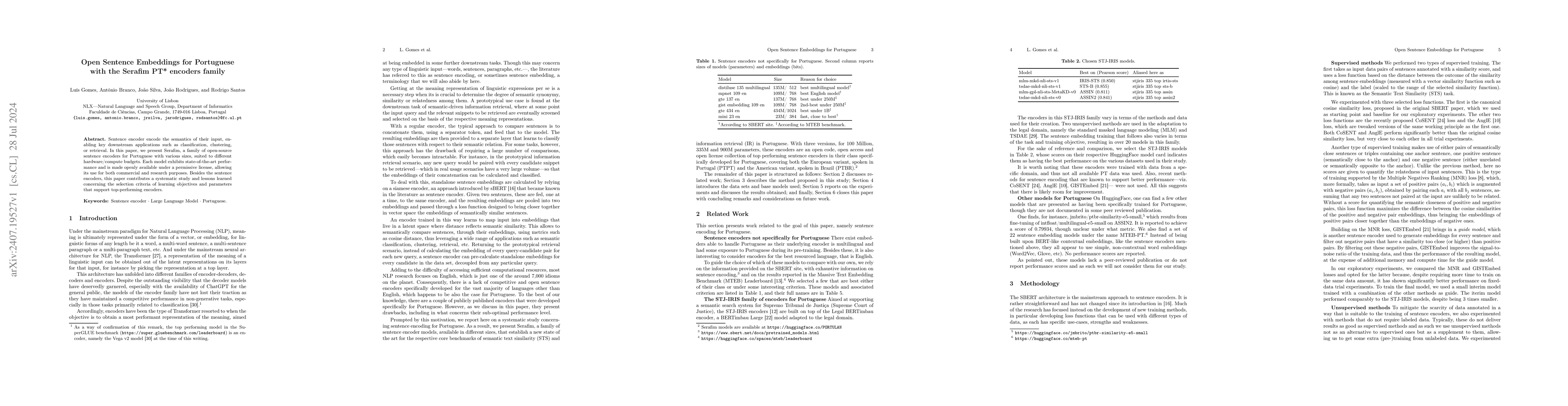 Thumbnail for Open Sentence Embeddings for Portuguese with the Serafim PT* encoders
  family