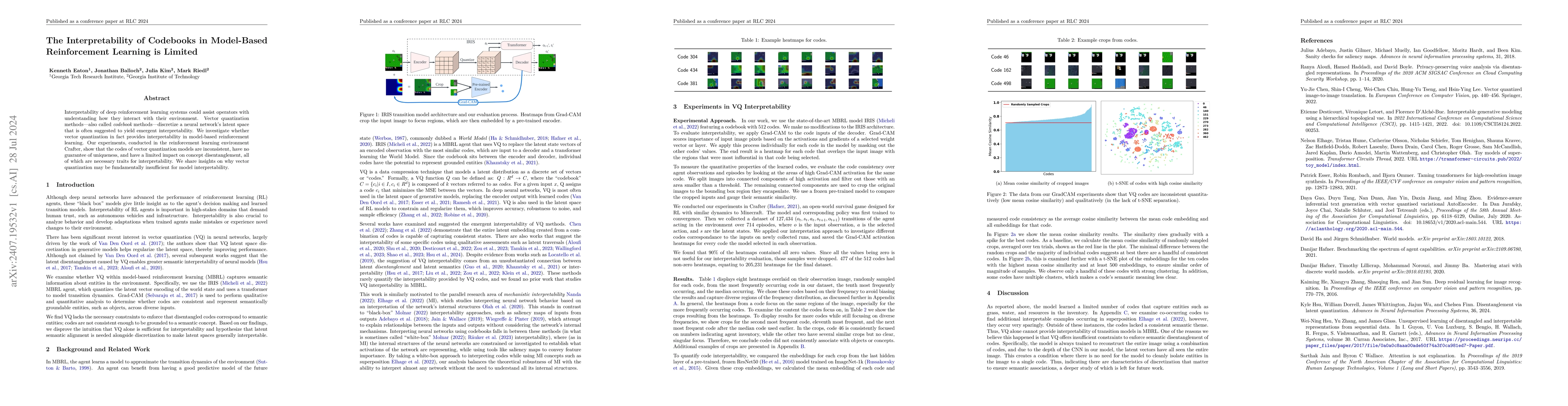 Thumbnail for The Interpretability of Codebooks in Model-Based Reinforcement Learning
  is Limited