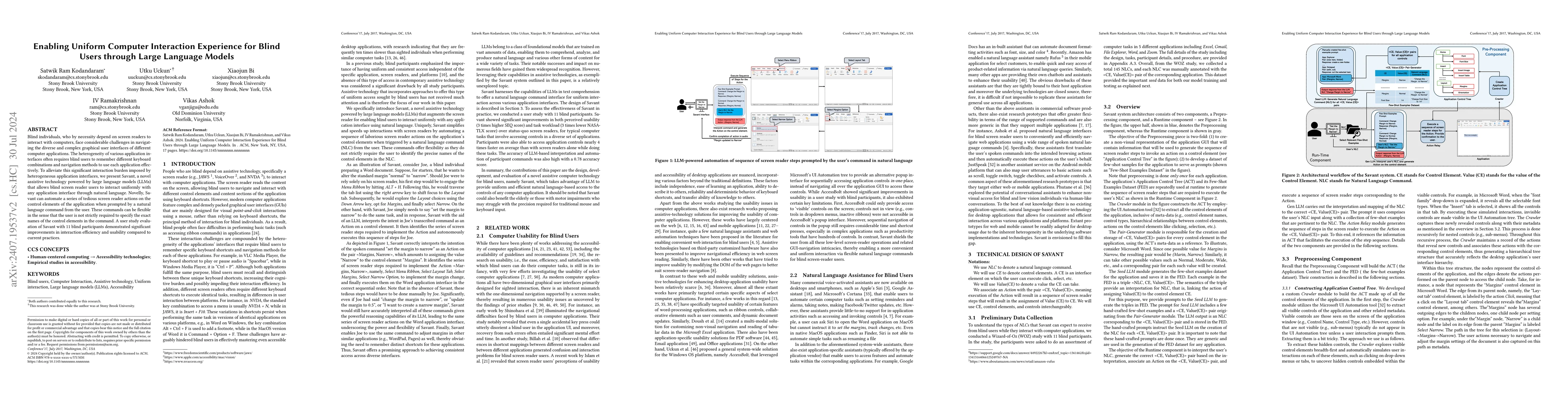 Thumbnail for Enabling Uniform Computer Interaction Experience for Blind Users through
  Large Language Models