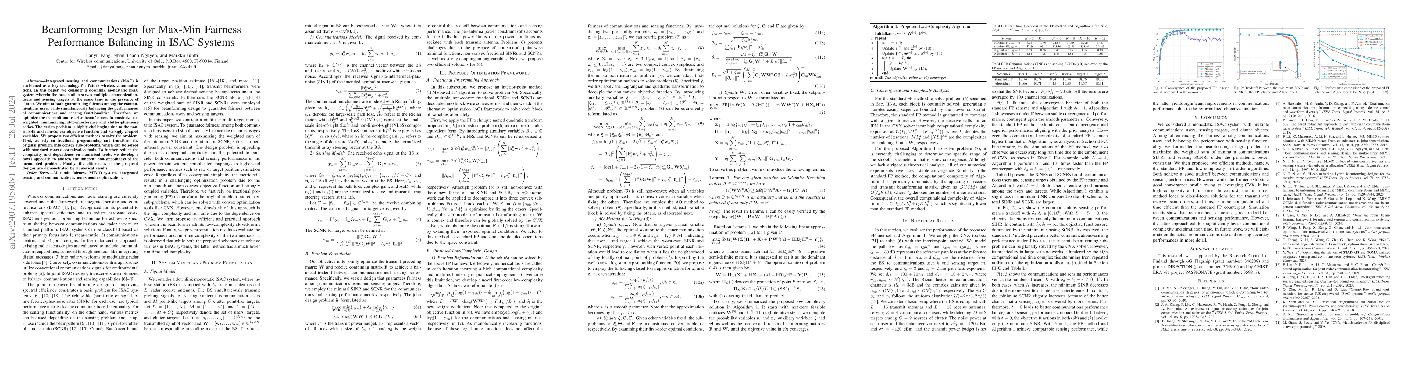 Thumbnail for Beamforming Design for Max-Min Fairness Performance Balancing in ISAC
  Systems