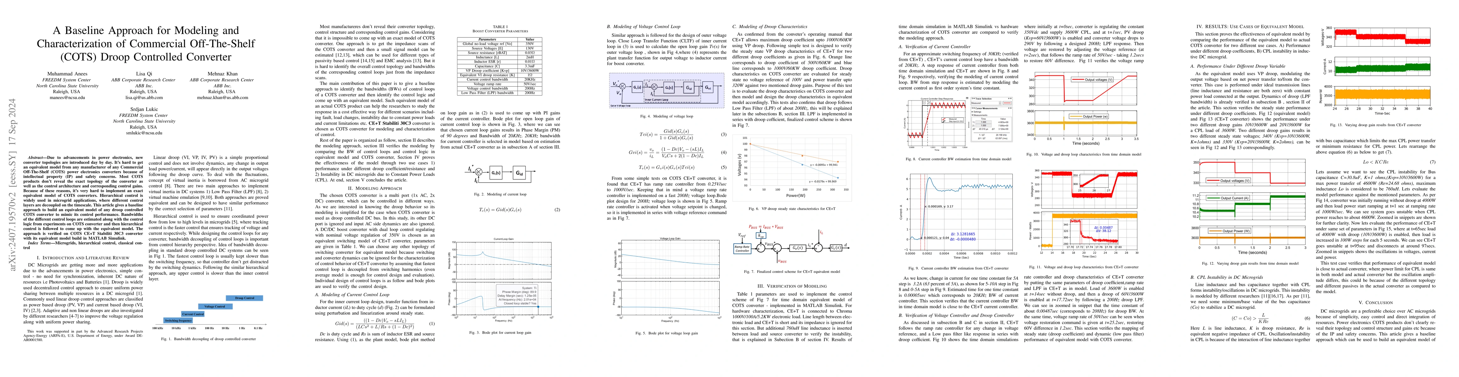 Thumbnail for A Baseline Approach for Modeling and Characterization of Commercial
  Off-The-Shelf (COTS) Droop Controlled Converter