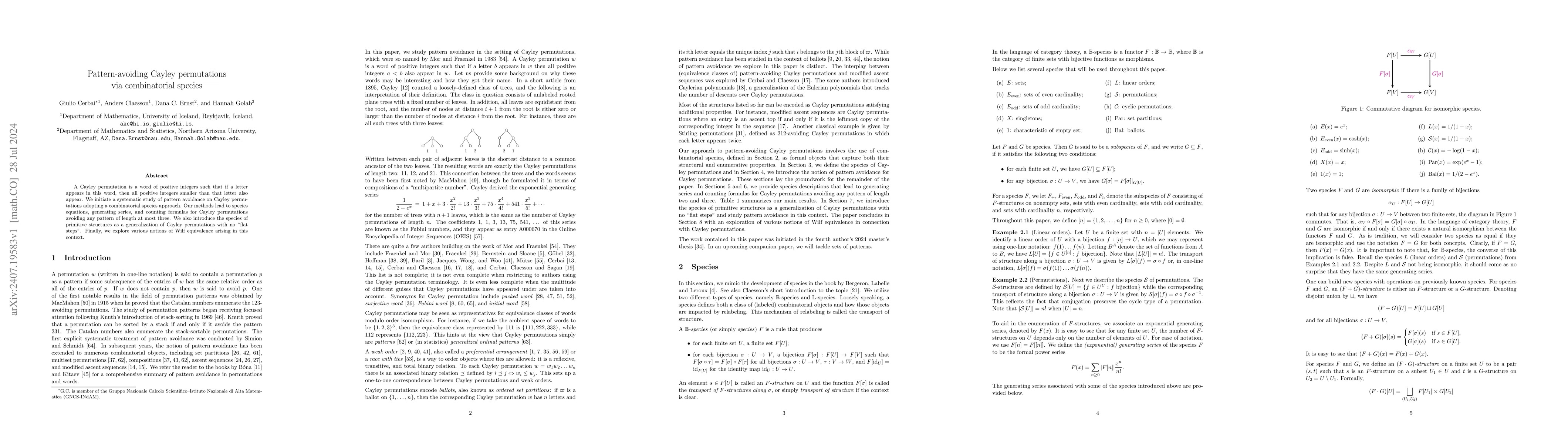 Thumbnail for Pattern-avoiding Cayley permutations via combinatorial species