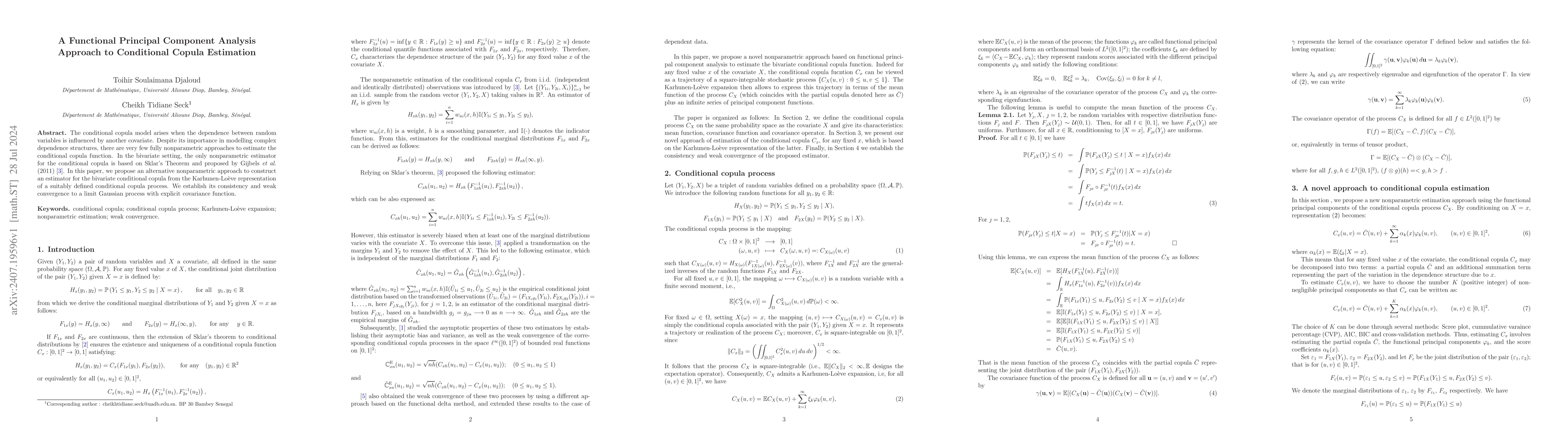 Thumbnail for A Functional Principal Component Analysis Approach to Conditional Copula
  Estimation