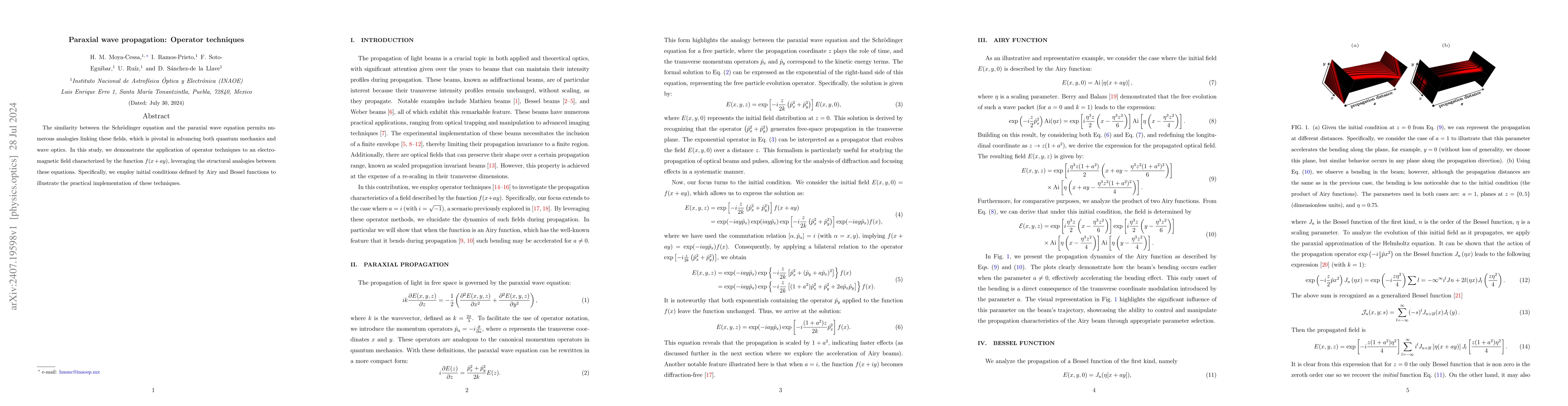 Thumbnail for Paraxial wave propagation: Operator techniques