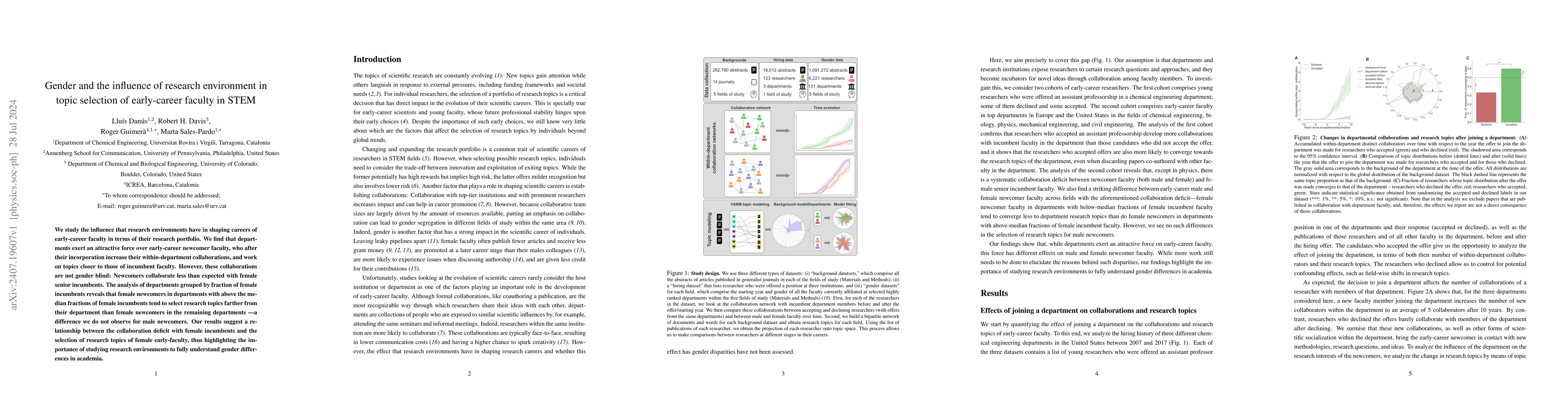 Thumbnail for Gender and the influence of research environment in topic selection of
  early-career faculty in STEM
