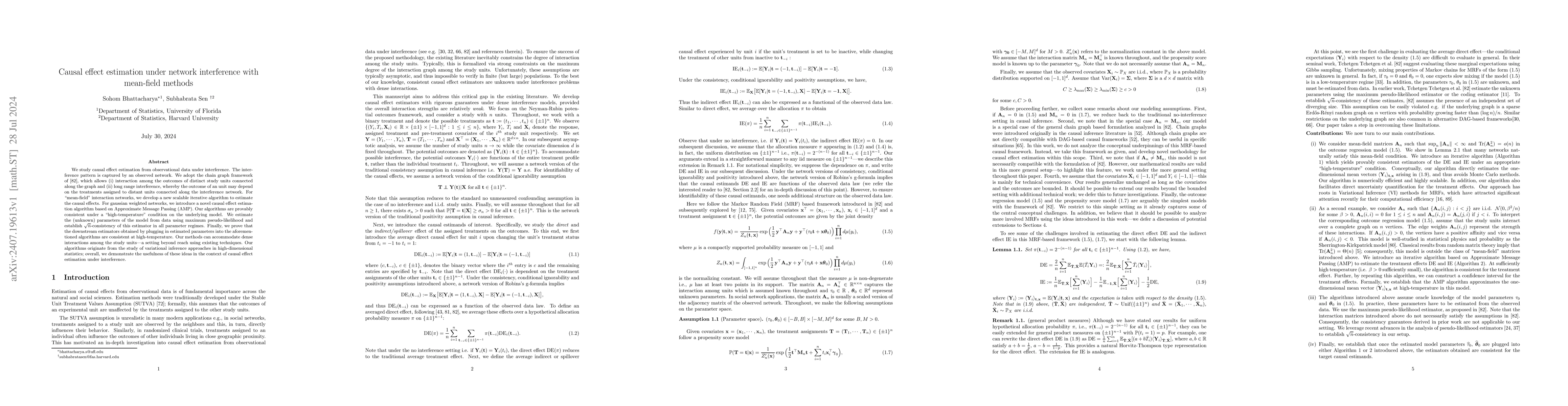 Thumbnail for Causal effect estimation under network interference with mean-field
  methods