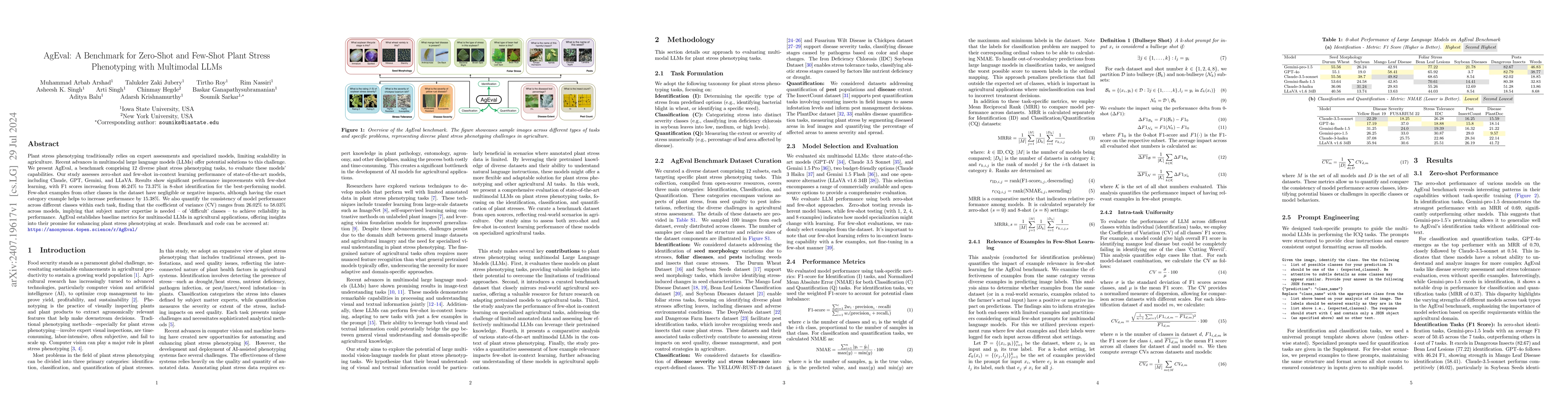 Thumbnail for AgEval: A Benchmark for Zero-Shot and Few-Shot Plant Stress Phenotyping
  with Multimodal LLMs