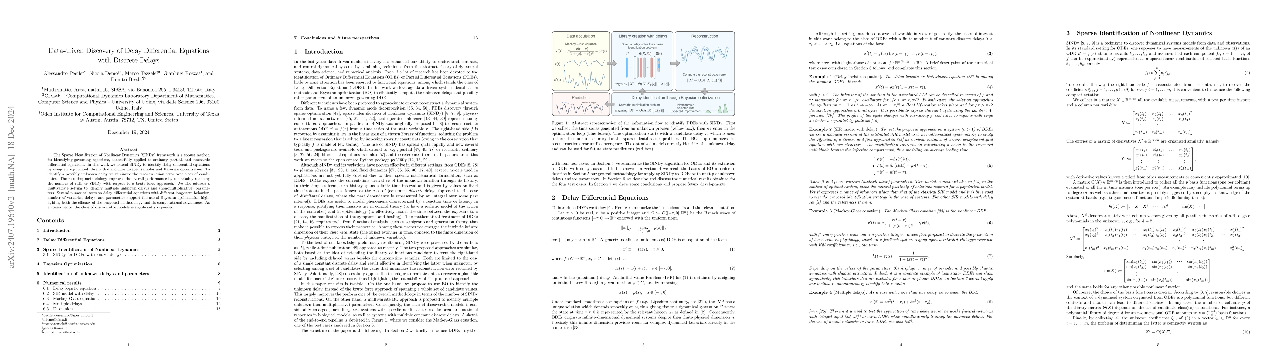 Thumbnail for Data-driven Discovery of Delay Differential Equations with Discrete
  Delays