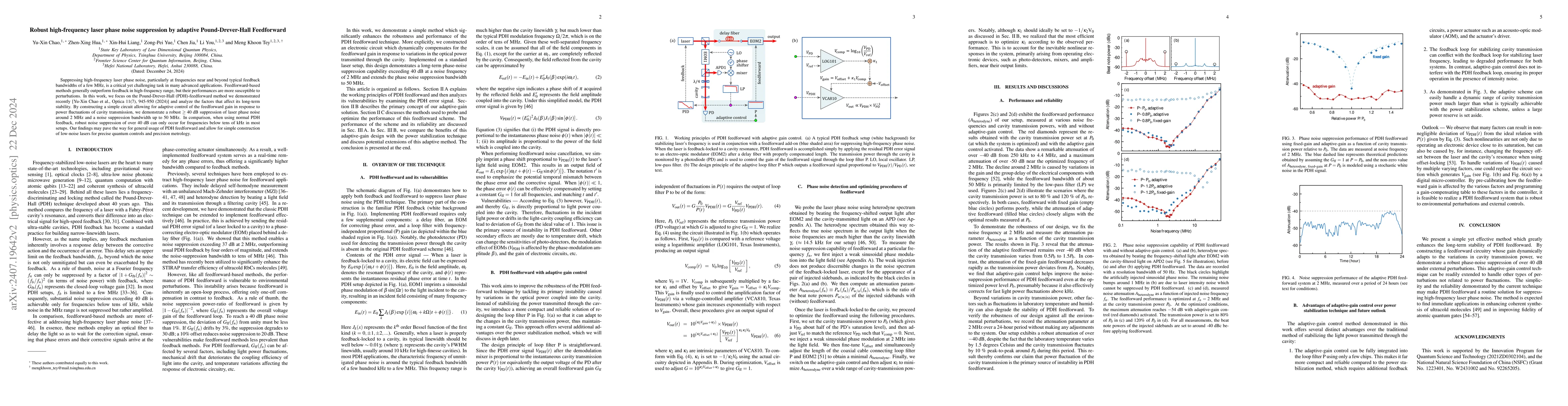 Thumbnail for Robust High-frequency Laser Phase Noise Suppression by Adaptive
  Pound-Drever-Hall Feedforward
