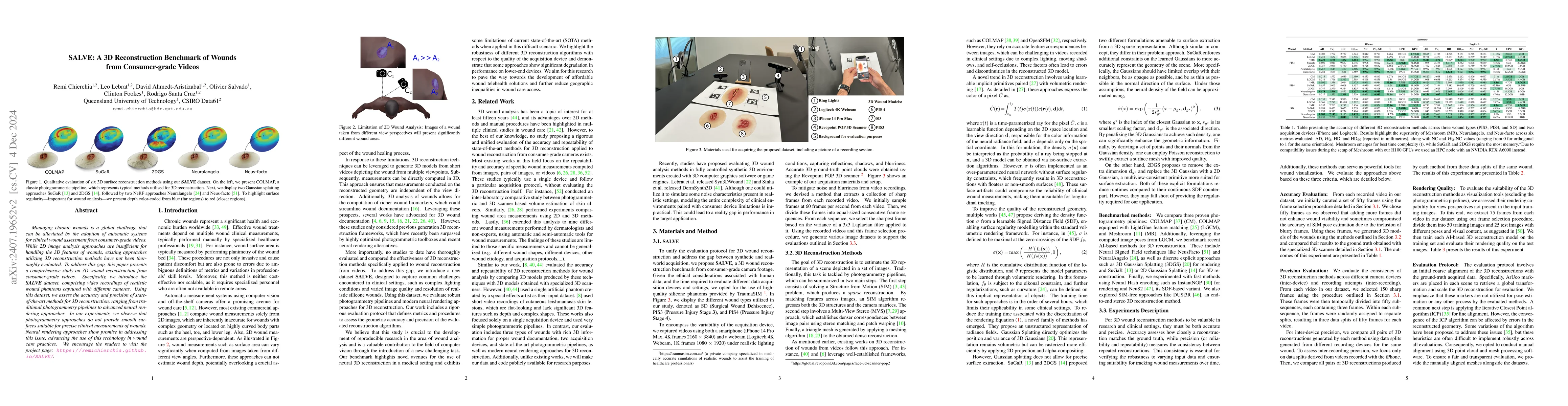 Thumbnail for SALVE: A 3D Reconstruction Benchmark of Wounds from Consumer-grade
  Videos