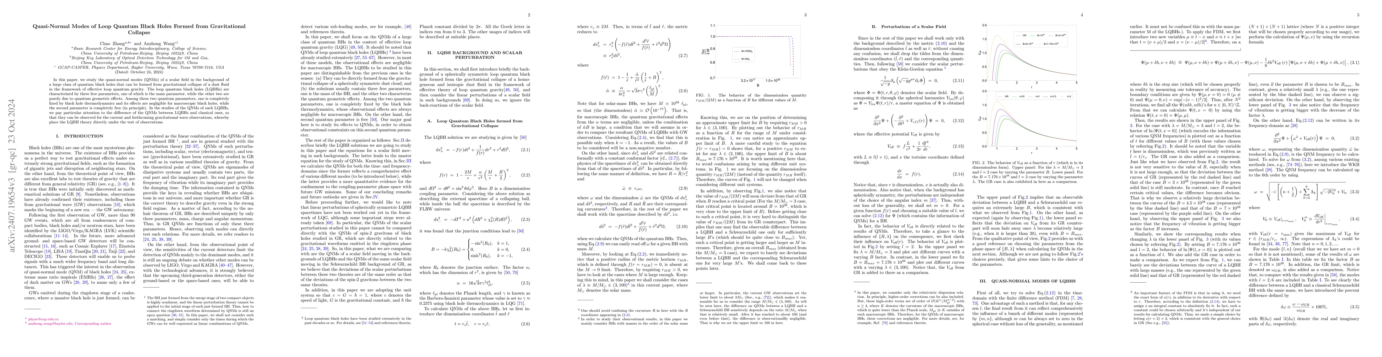 Thumbnail for Quasi-Normal Modes of Loop Quantum Black Holes Formed from Gravitational
  Collapse