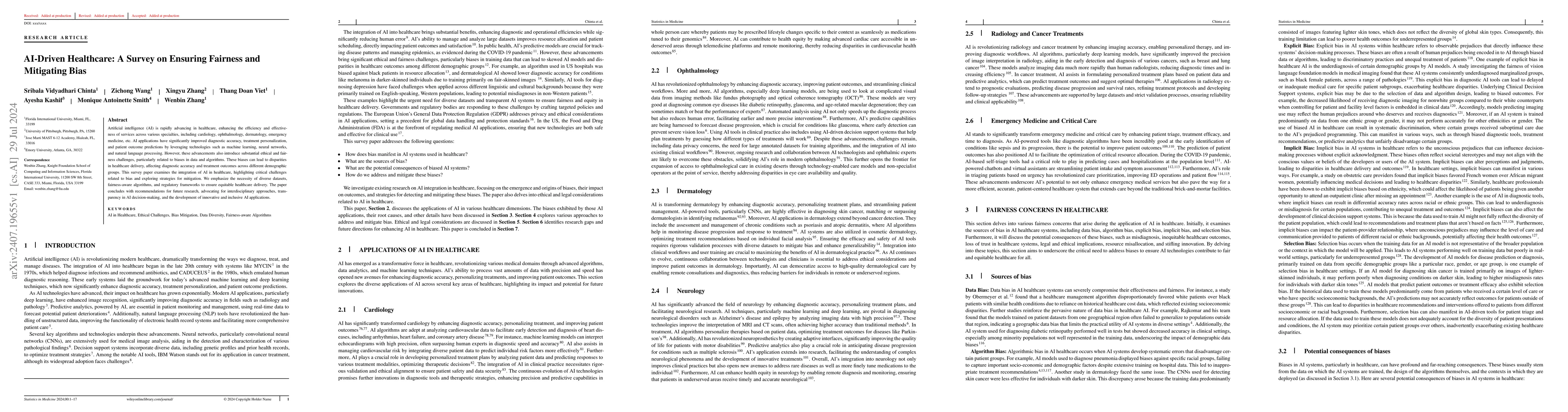 Thumbnail for AI-Driven Healthcare: A Survey on Ensuring Fairness and Mitigating Bias