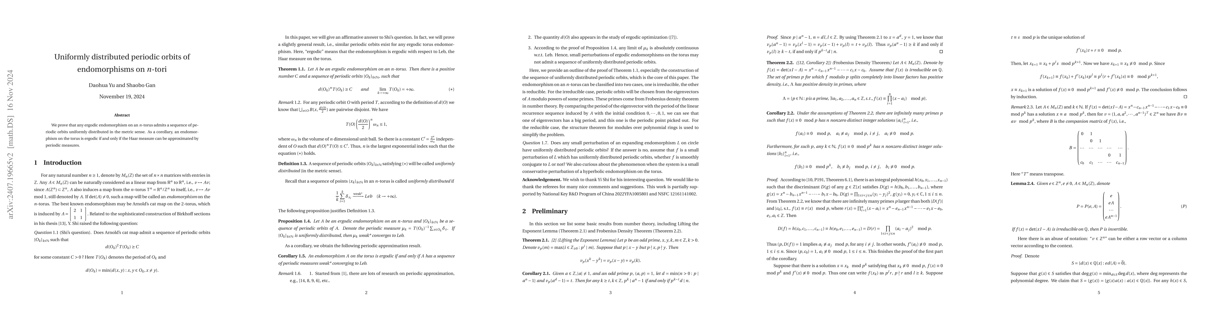Thumbnail for Uniformly distributed periodic orbits of endomorphisms on $n$-tori