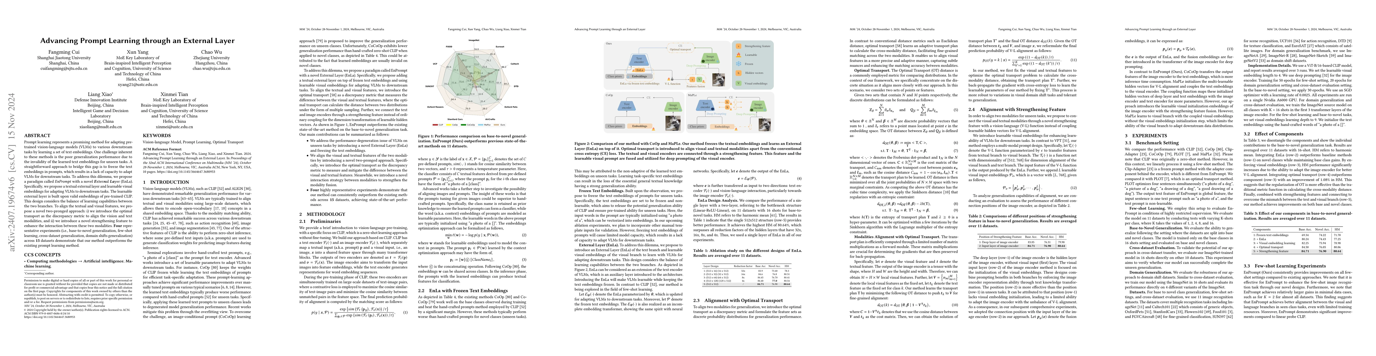 Thumbnail for Advancing Prompt Learning through an External Layer