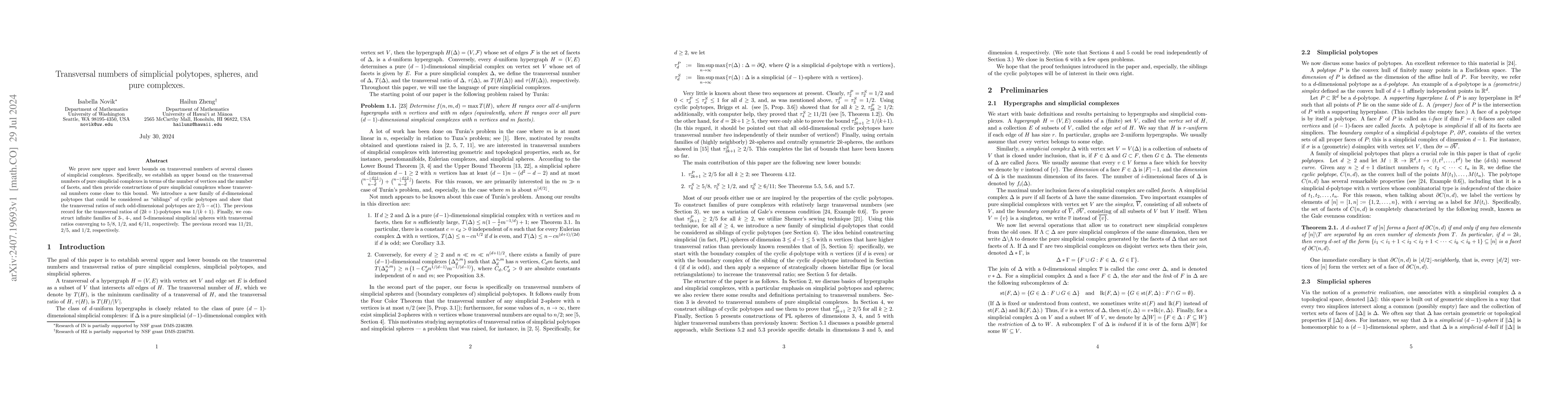 Thumbnail for Transversal numbers of simplicial polytopes, spheres, and pure complexes