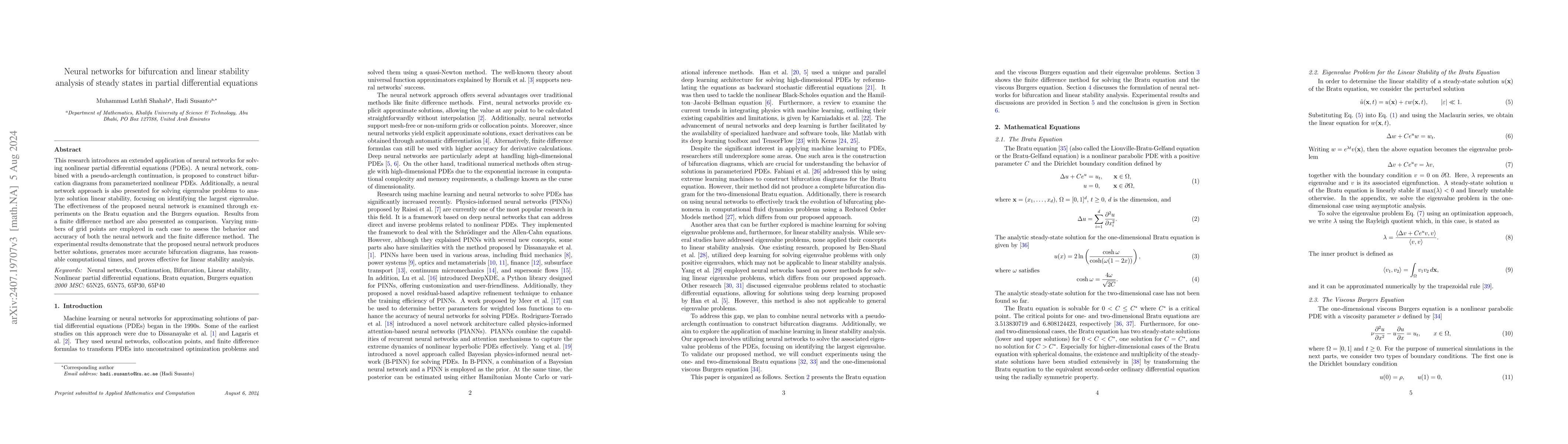 Thumbnail for Neural networks for bifurcation and linear stability analysis of steady
  states in partial differential equations