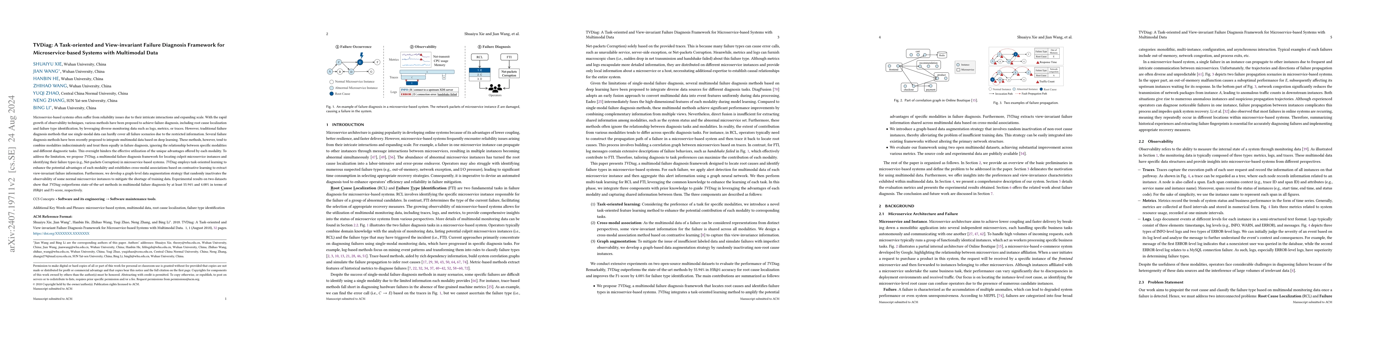Thumbnail for TVDiag: A Task-oriented and View-invariant Failure Diagnosis Framework
  with Multimodal Data