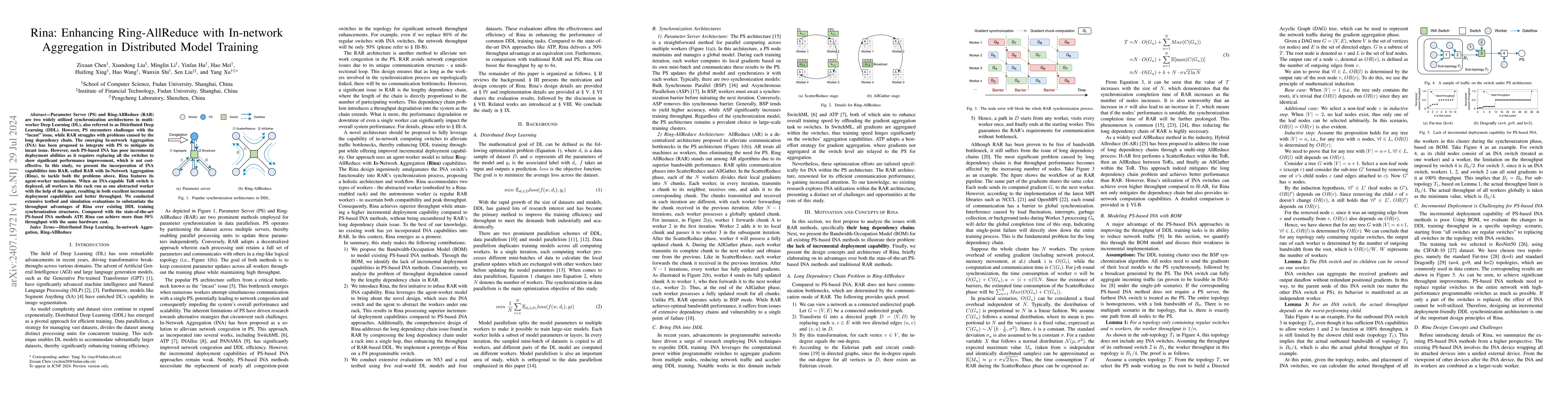 Thumbnail for Rina: Enhancing Ring-AllReduce with In-network Aggregation in
  Distributed Model Training