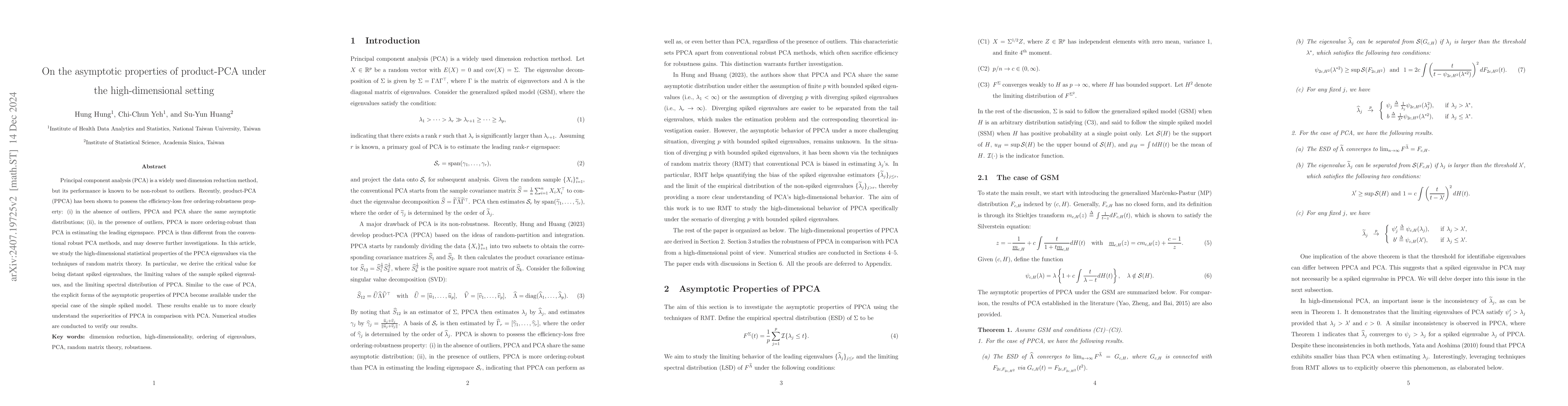 Thumbnail for On the asymptotic properties of product-PCA under the high-dimensional
  setting