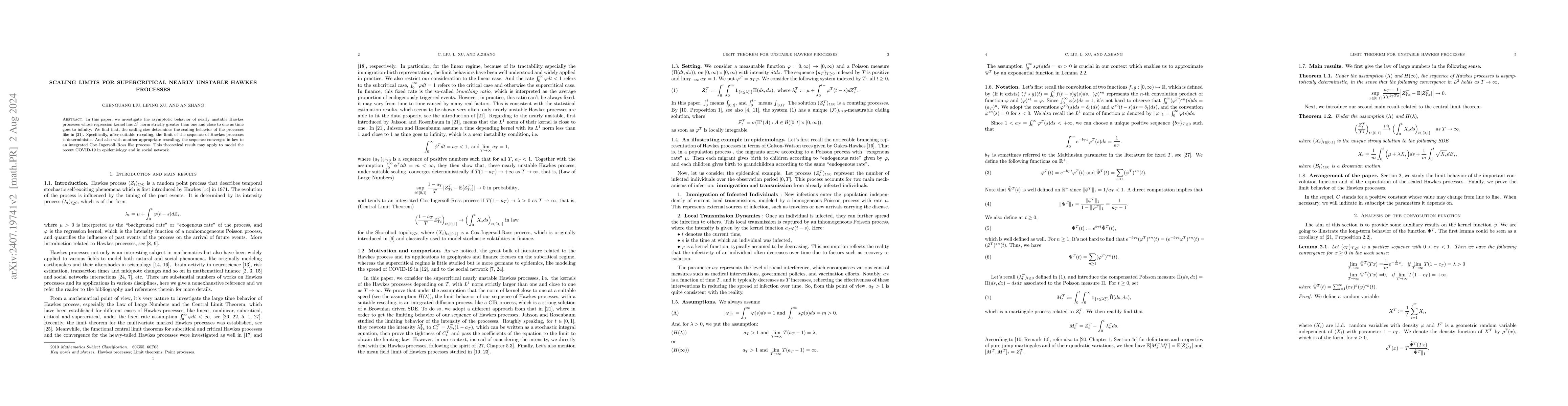 Thumbnail for Scaling limits for supercritical nearly unstable Hawkes processes
