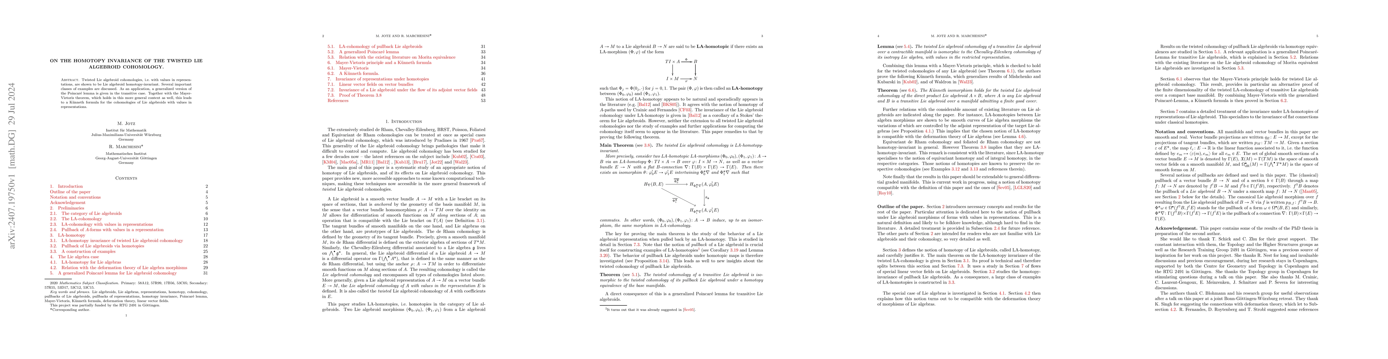 Thumbnail for On the homotopy invariance of the twisted Lie algebroid cohomology