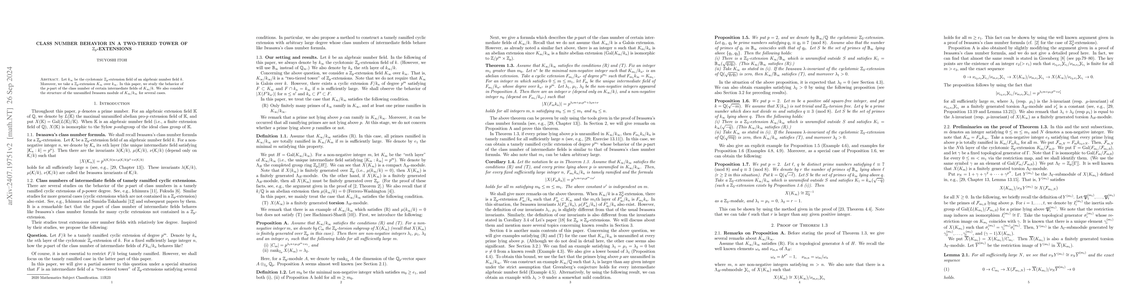 Thumbnail for Class number behavior in a two-tiered tower of $\mathbb{Z}_p$-extensions