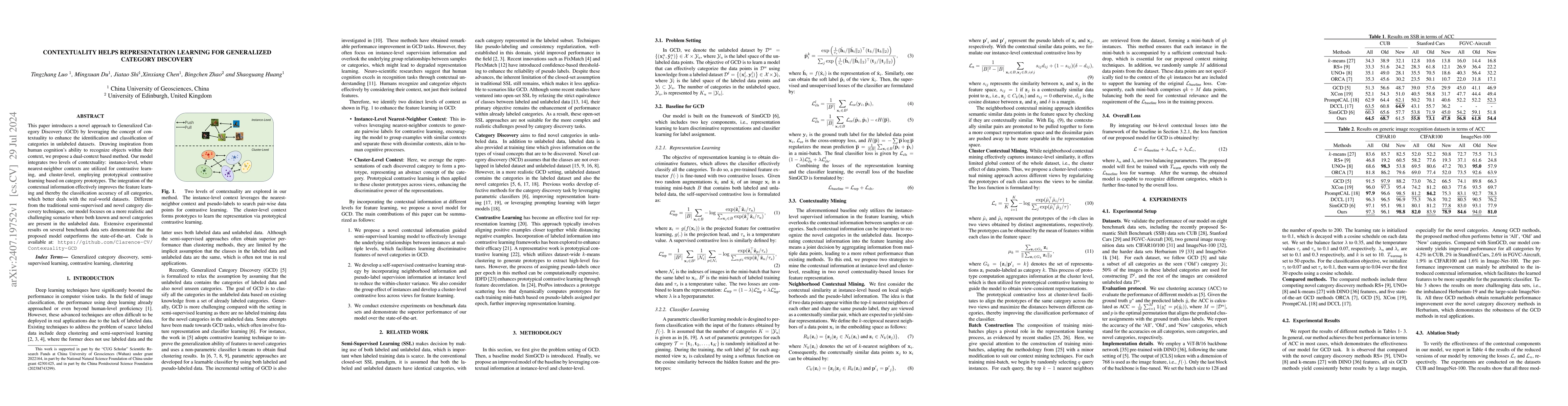 Thumbnail for Contextuality Helps Representation Learning for Generalized Category
  Discovery