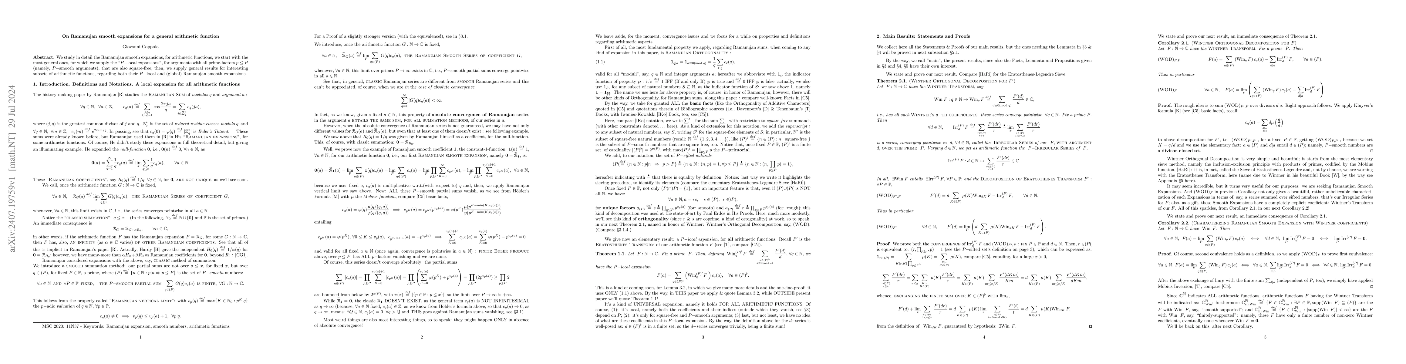 Thumbnail for On Ramanujan smooth expansions for a general arithmetic function