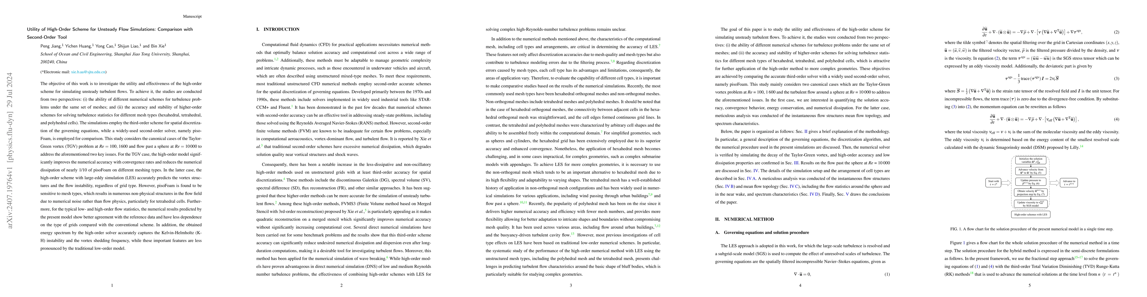 Thumbnail for Utility of High-Order Scheme for Unsteady Flow Simulations: Comparison
  with Second-Order Tool