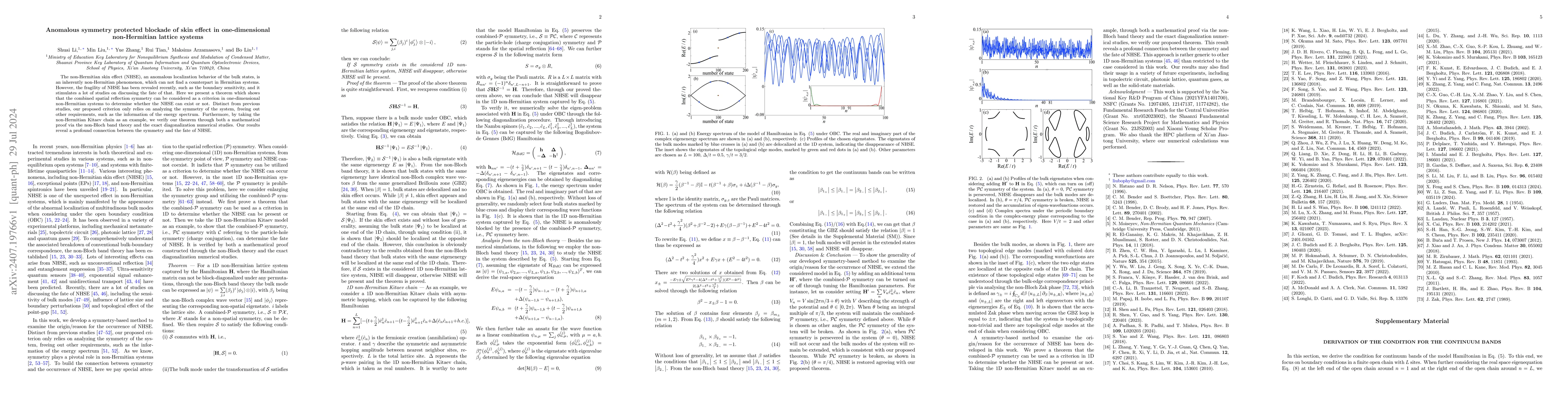 Thumbnail for Anomalous symmetry protected blockade of skin effect in one-dimensional
  non-Hermitian lattice systems