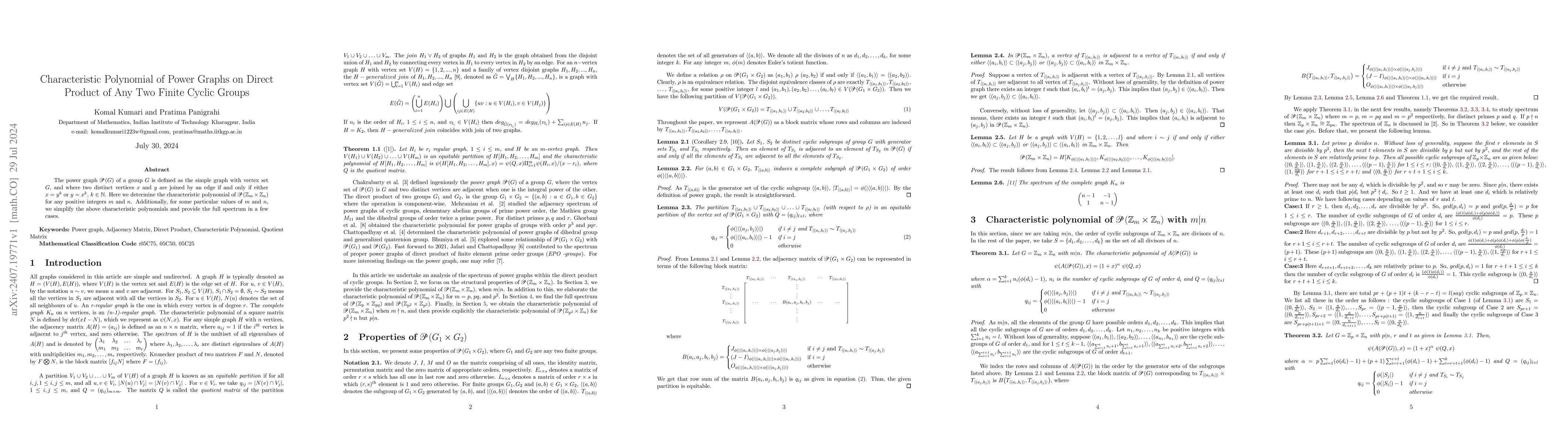 Thumbnail for Characteristic Polynomial of Power Graphs on Direct Product of Any Two
  Finite Cyclic Groups