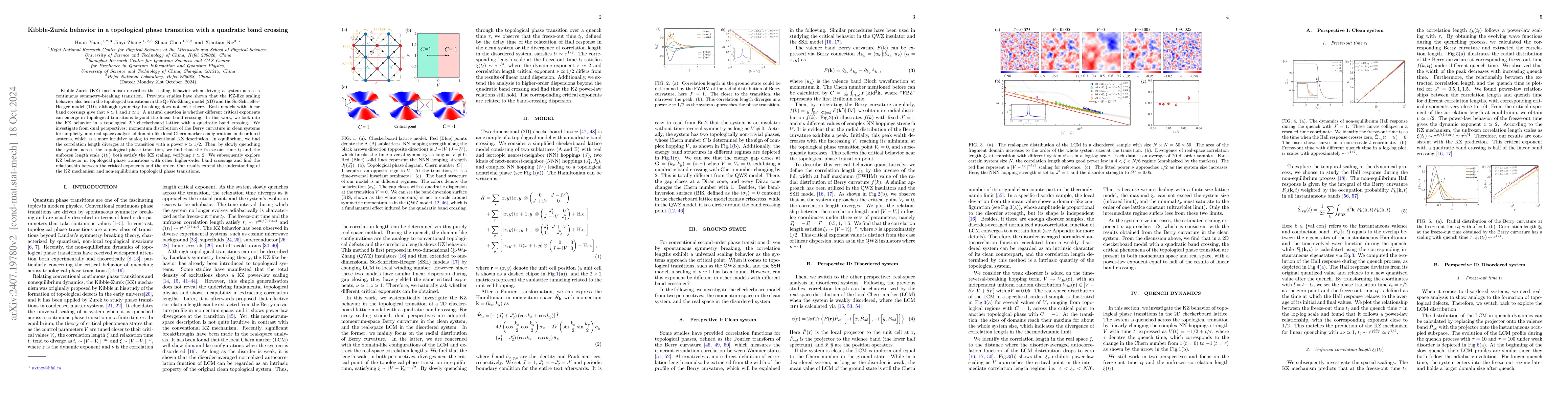 Thumbnail for Kibble-Zurek behavior in a topological phase transition with a quadratic
  band crossing