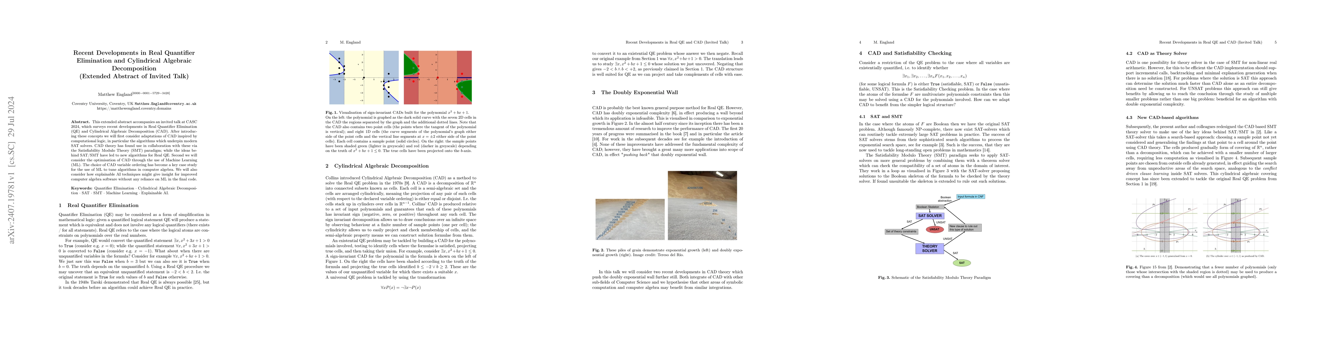 Thumbnail for Recent Developments in Real Quantifier Elimination and Cylindrical
  Algebraic Decomposition