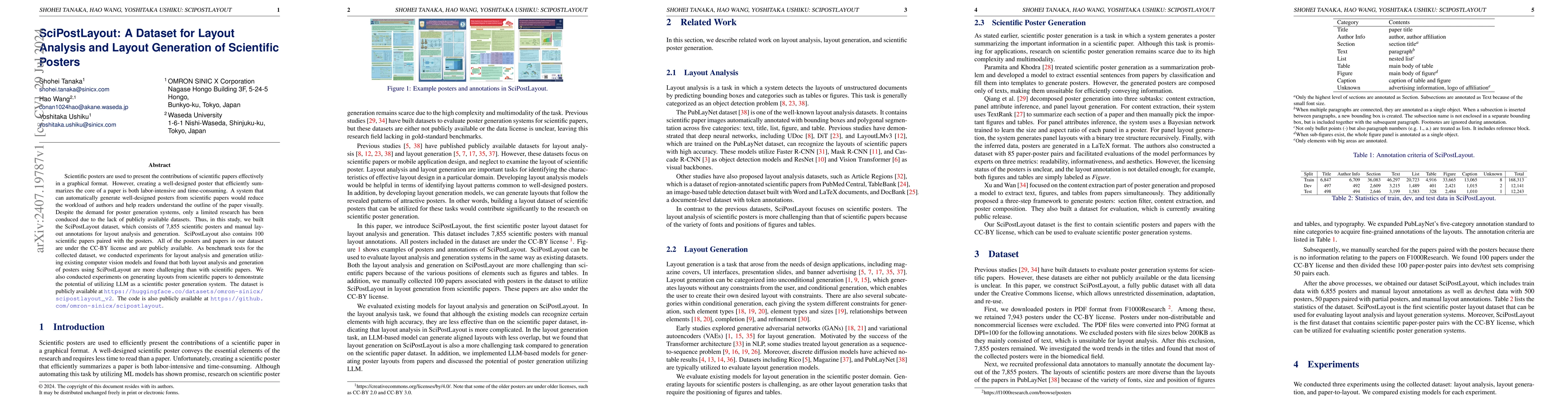 Thumbnail for SciPostLayout: A Dataset for Layout Analysis and Layout Generation of
  Scientific Posters