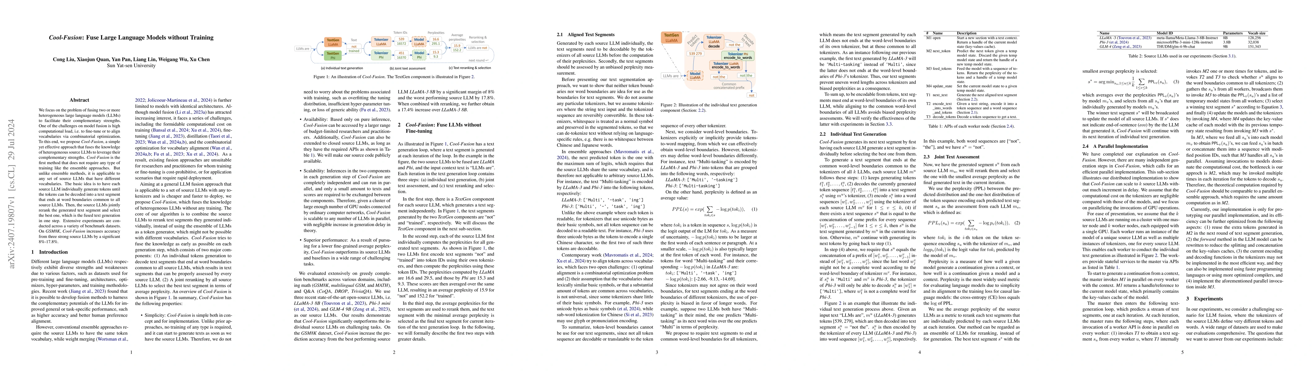 Thumbnail for Cool-Fusion: Fuse Large Language Models without Training